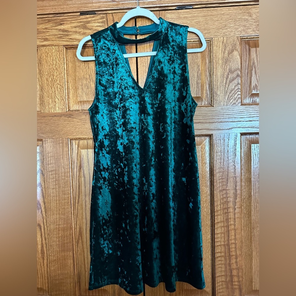 by & by Teal Velvet Midi Dress